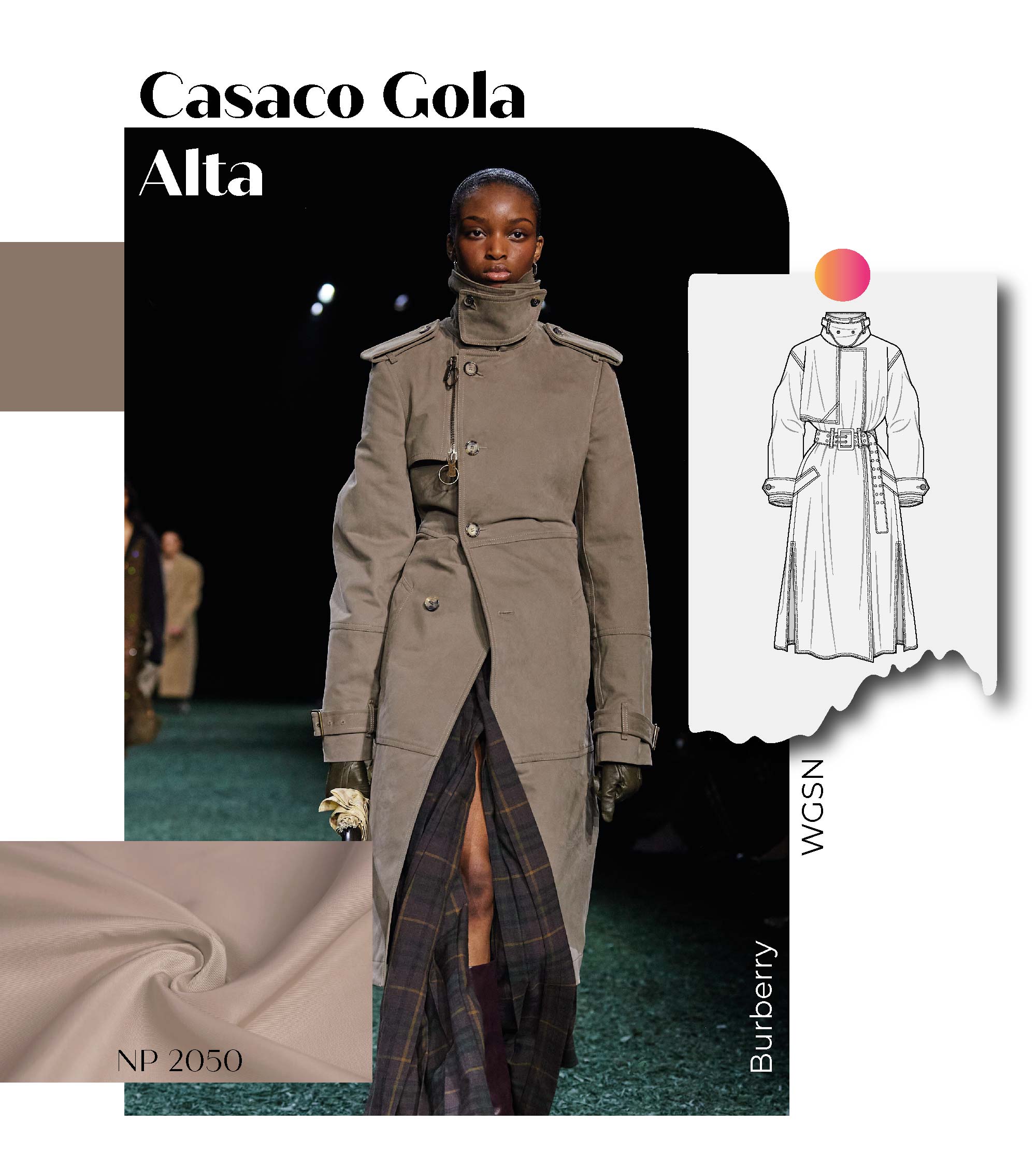 Tecidos para Modelagens da Moda do Inverno 25: Casaco Gola Alta