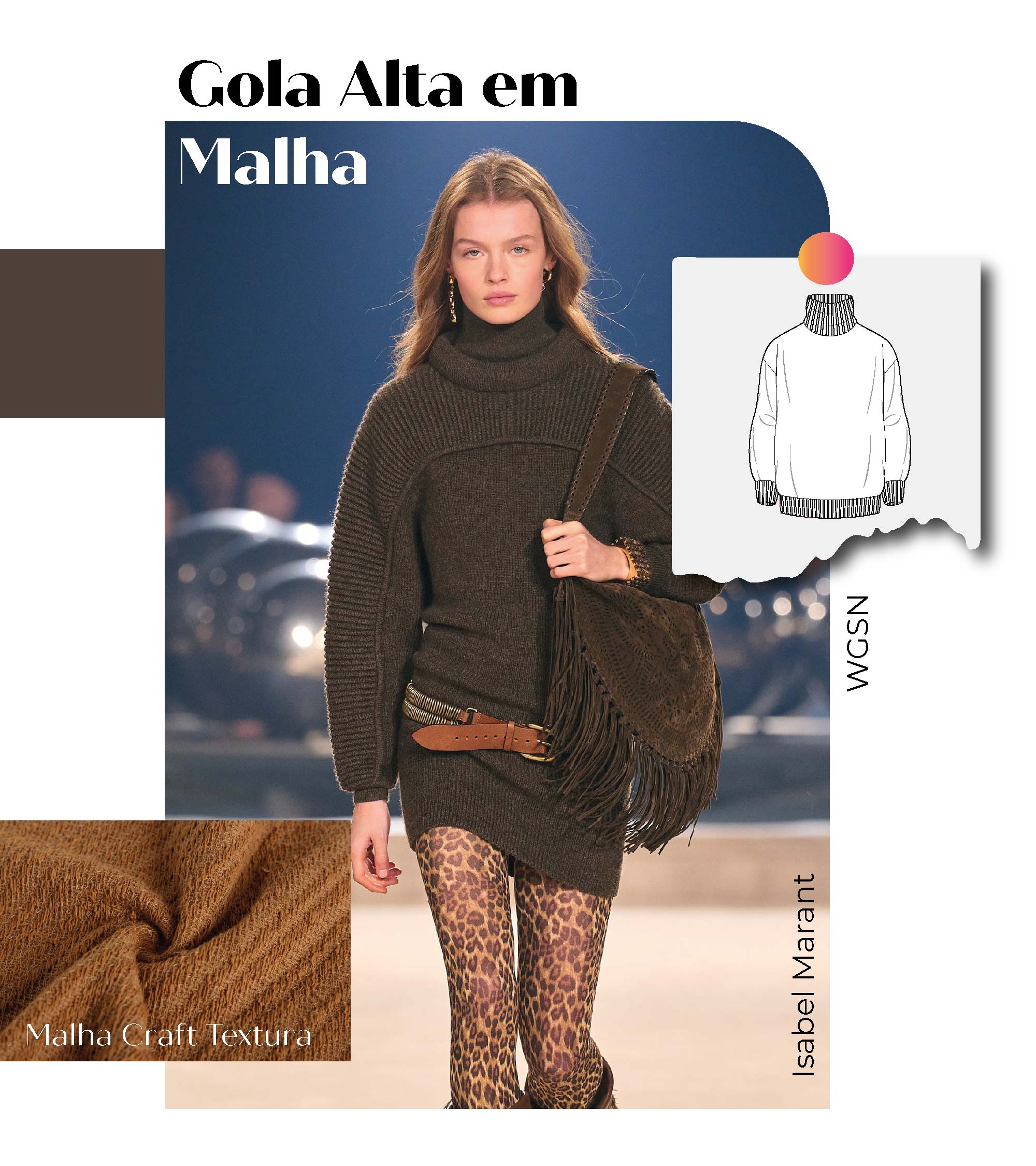 Tecidos para Modelagens da Moda do Inverno 25: Gola Alta em Malha