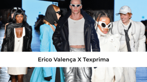Erico Valença com os tecidos texprima na Casa de Criadores 56