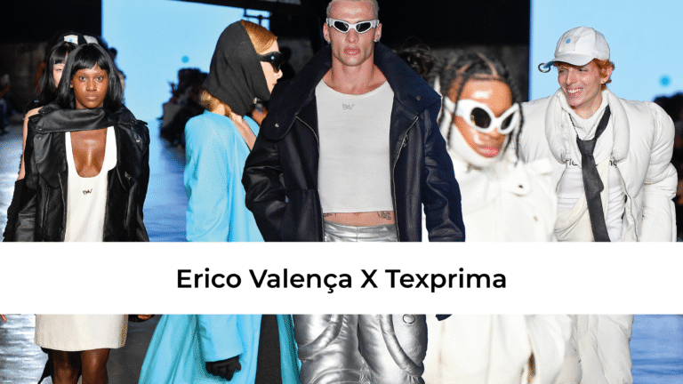 Erico Valença com os tecidos texprima na Casa de Criadores 56
